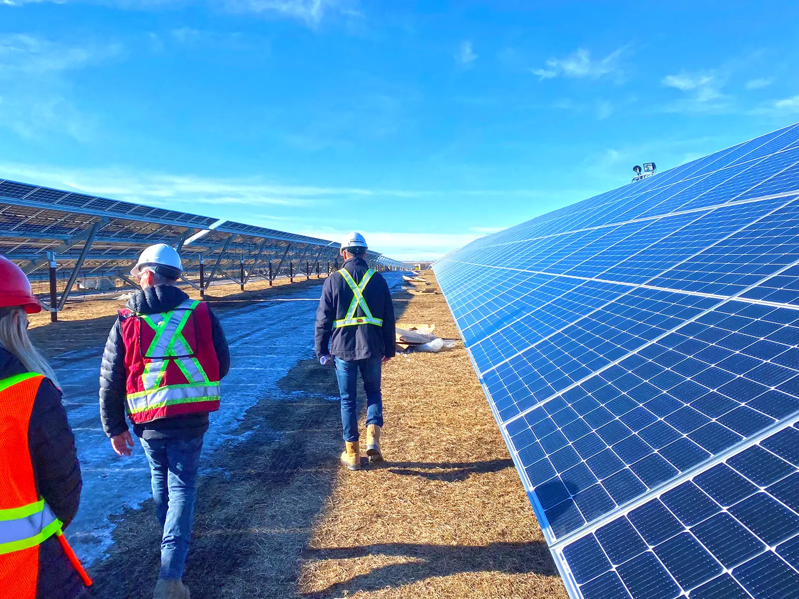 Kilo Power Calgary walking through solar panels